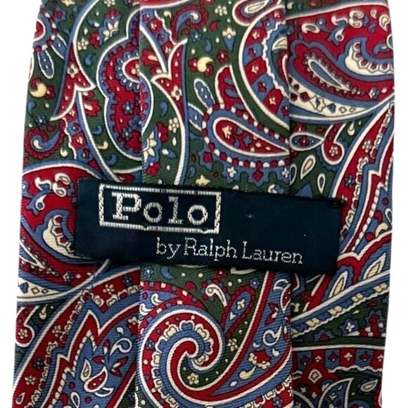 Vintage NOS Polo Ralph Lauren Paisley Necktie Silk Hand Made Preppy Collegecore - Picture 4 of 10